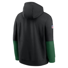 New York Jets Throwback Logo Club Tri-Blend Pullover Hoodie - Black Hoodies