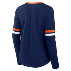 Houston Astros Fanatics Women's Won & Done Raglan Lace-Up Long Sleeve T-Shirt - Navy T-shirts