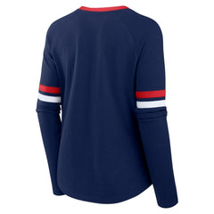 Atlanta Braves Fanatics Women's Won & Done Raglan Lace-Up Long Sleeve T-Shirt - Navy T-shirts