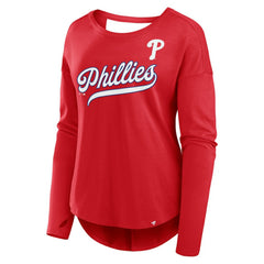 Philadelphia Phillies Fanatics Women's Core Boat Neck Long Sleeve T-Shirt - Red T-shirts