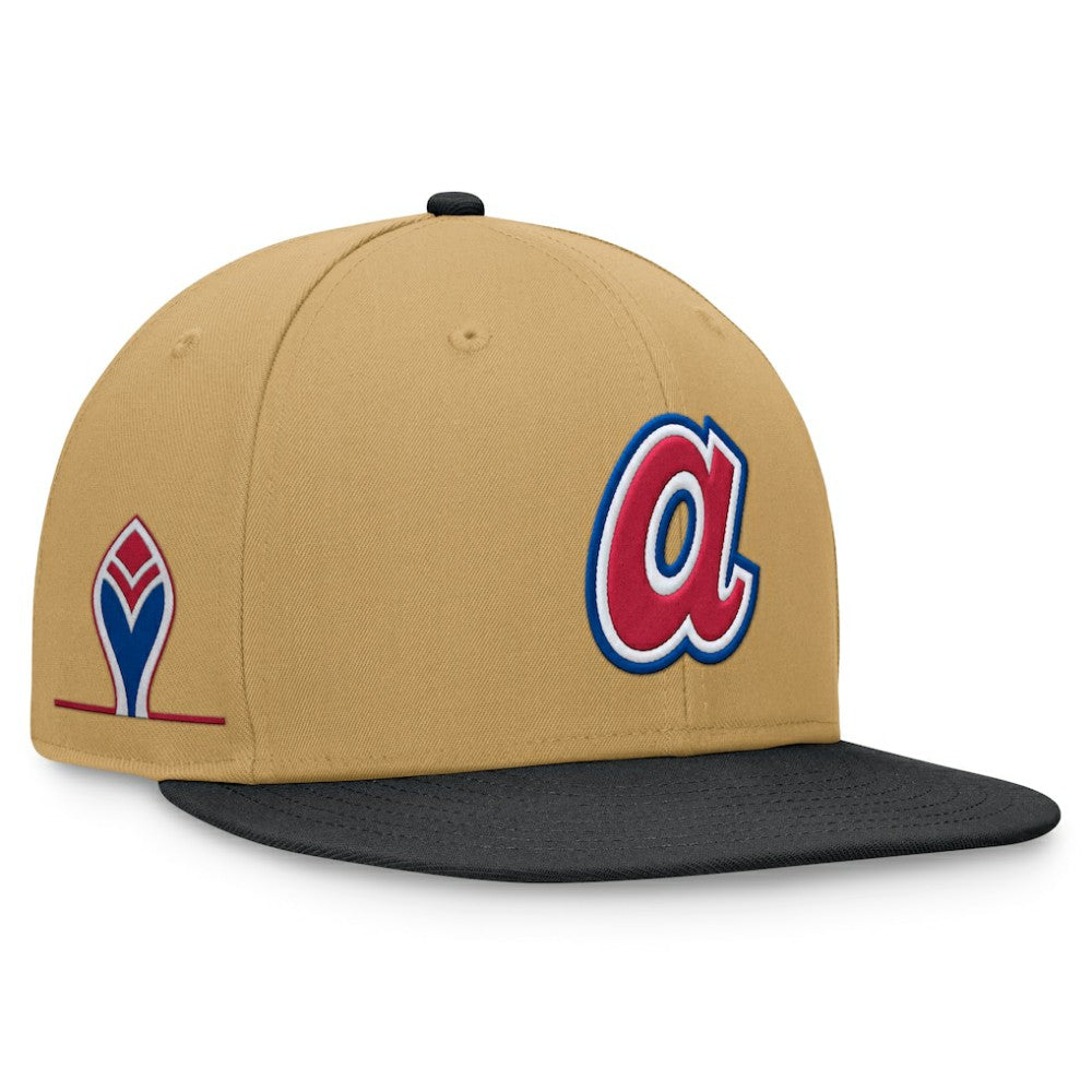 Atlanta Braves Fanatics Heritage Two-Tone Fitted Hat - Khaki/Black Hats