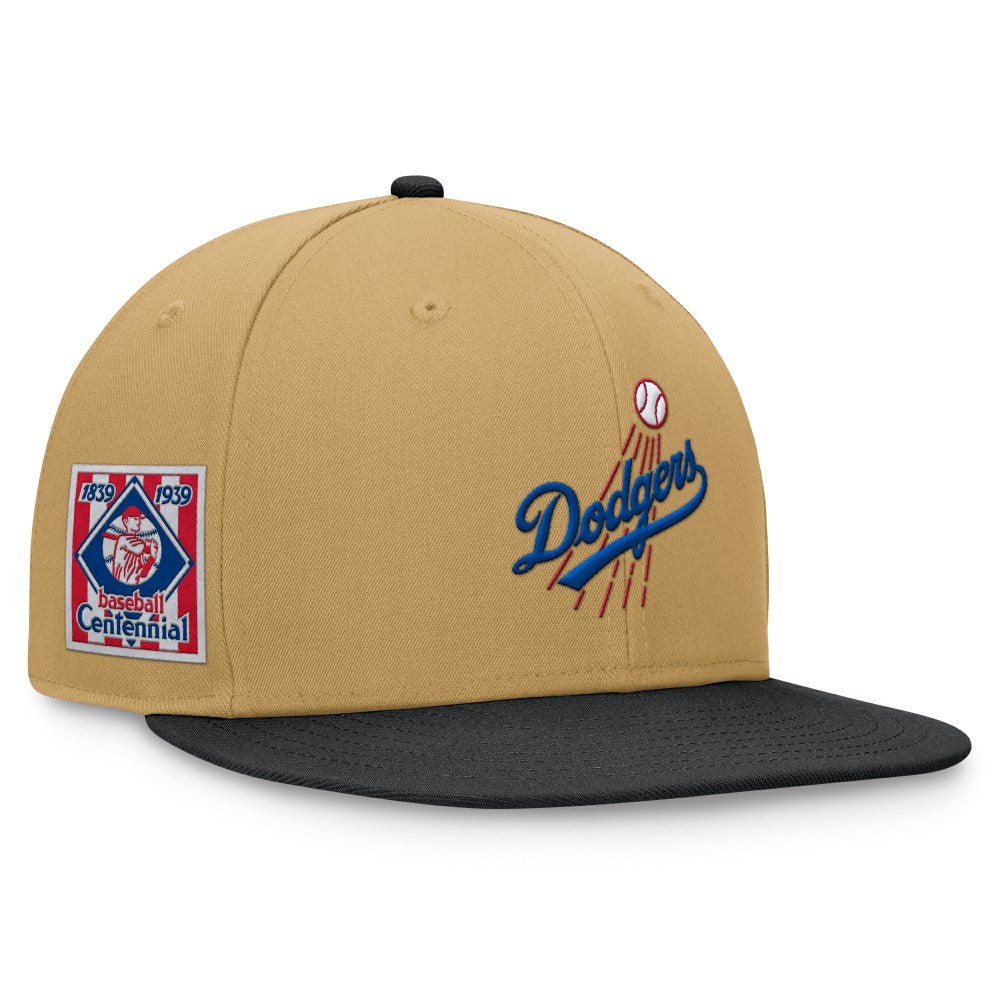 Los Angeles Dodgers Fanatics Heritage Two-Tone Fitted Hat - Khaki/Black Hats