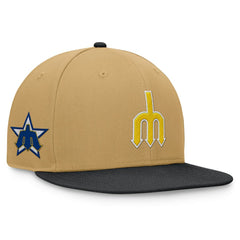 Seattle Mariners Fanatics Heritage Two-Tone Fitted Hat - Khaki/Black Hats