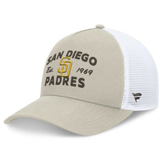 San Diego Padres Fanatics A-Frame Trucker Adjustable Hat - Stone Hats