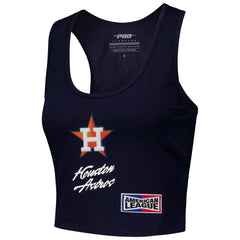 Houston Astros Pro Standard Women's Fast Lane Fitted Tri-Blend Cropped Tank Top - Navy Tanks