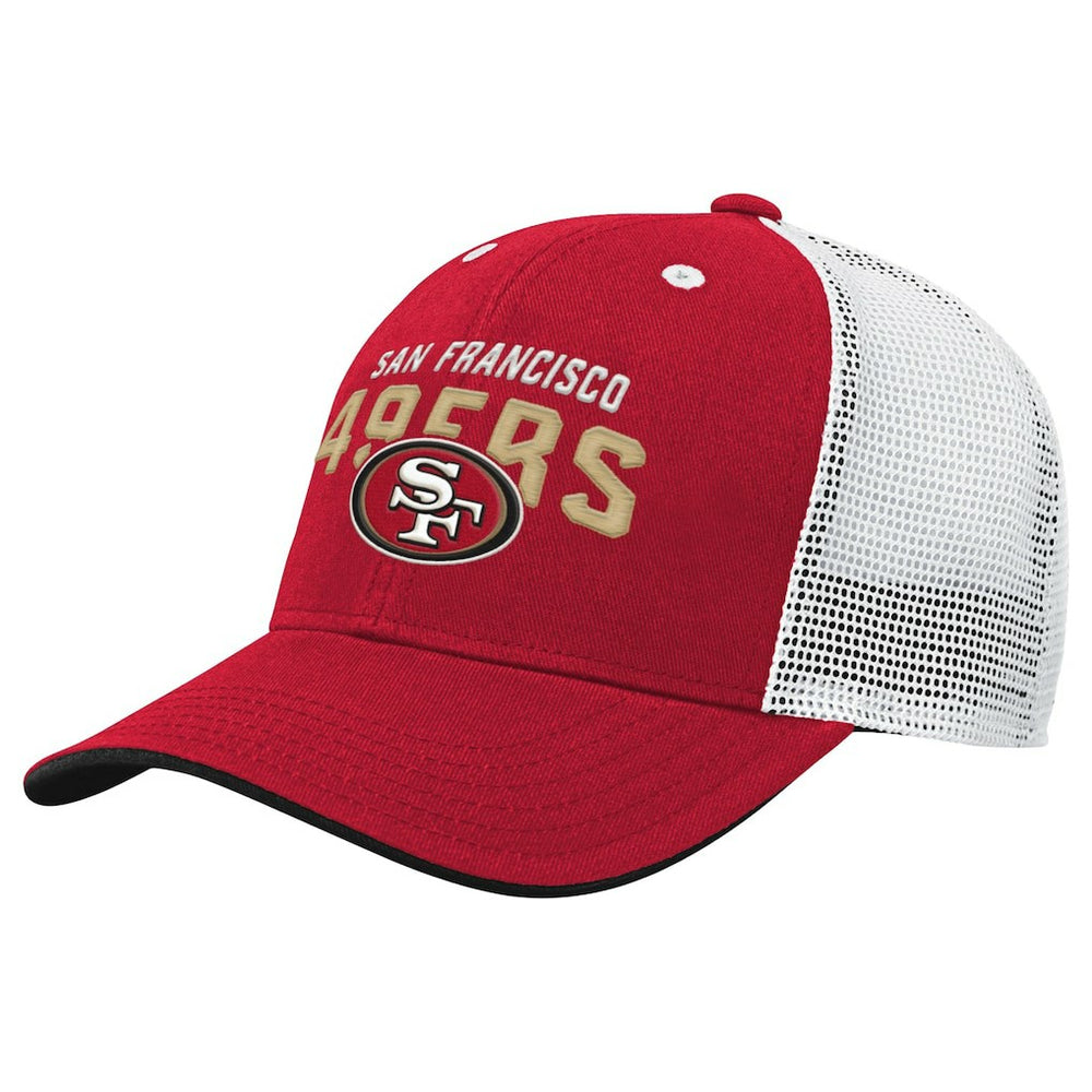 San Francisco 49ers Youth Core Lockup Trucker Adjustable Hat - Scarlet Hats
