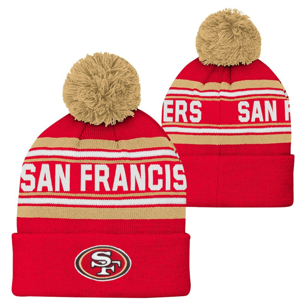 San Francisco 49ers Youth Jacquard Cuffed Knit Hat with Pom - Scarlet Hats