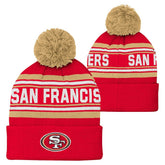 San Francisco 49ers Youth Jacquard Cuffed Knit Hat with Pom - Scarlet Hats