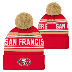 San Francisco 49ers Youth Jacquard Cuffed Knit Hat with Pom - Scarlet Hats