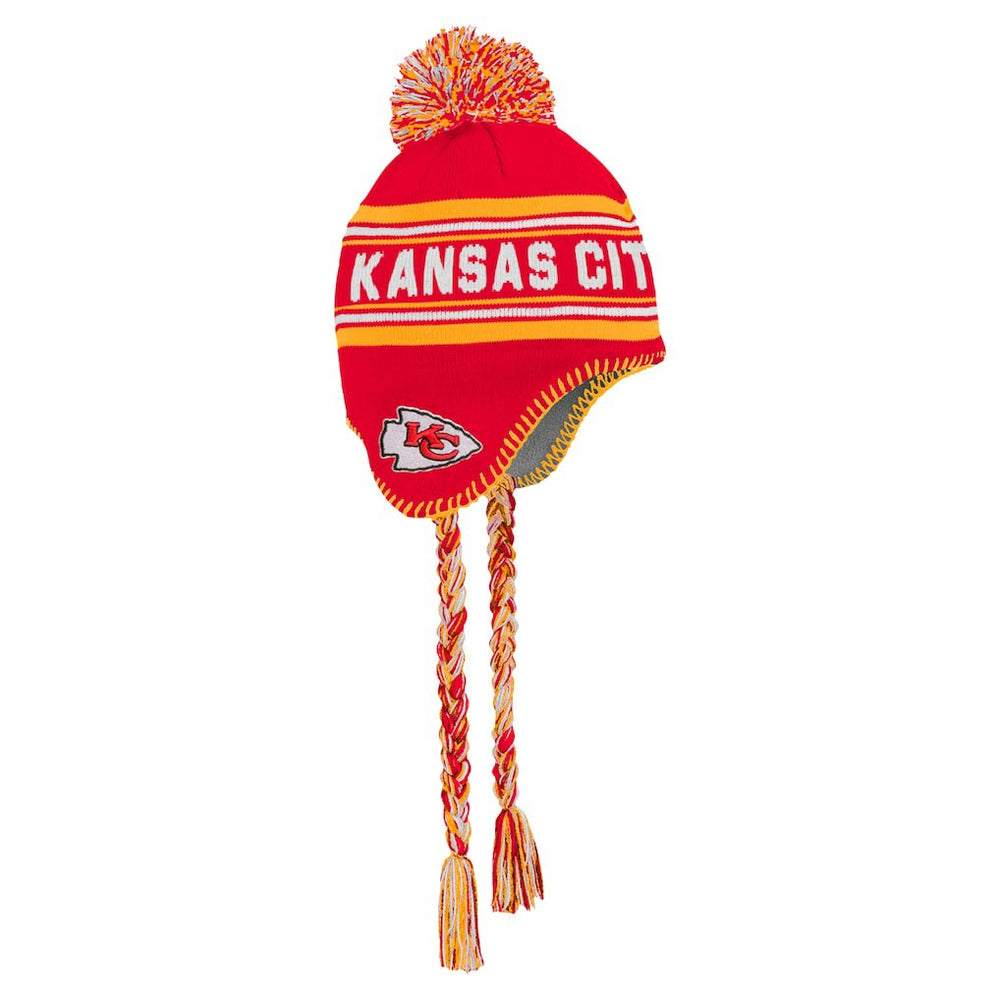 Kansas City Chiefs Youth Jacquard Tassel Knit Hat with Pom - Red Hats
