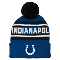 Indianapolis Colts Preschool Jacquard Cuffed Knit Hat with Pom - Royal Hats