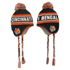 Cincinnati Bengals Preschool Jacquard Tassel Knit Hat with Pom - Black Hats