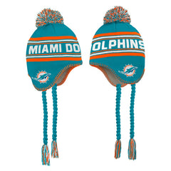Miami Dolphins Preschool Jacquard Tassel Knit Hat with Pom - Aqua Hats
