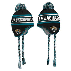 Jacksonville Jaguars Preschool Jacquard Tassel Knit Hat with Pom - Black Hats
