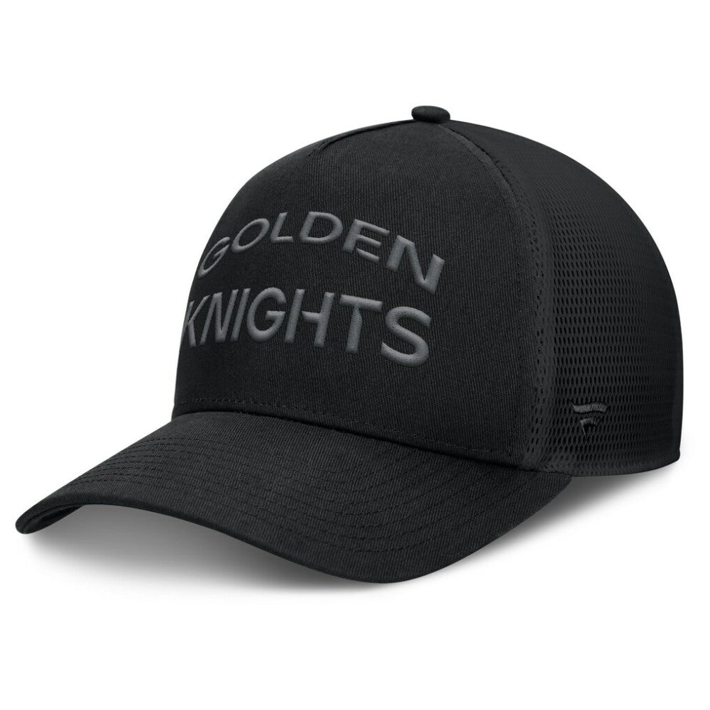 Vegas Golden Knights Fanatics Authentic Pro Road Stack Text A-Frame Adjustable Hat - Black | US 200897824