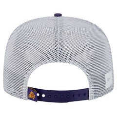 Phoenix Suns Puff Print Team Code A-Frame 9FIFTY Trucker Snapback Hat Purple - New Era