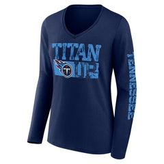 Tennessee Titans Hometown Sweep Long Sleeve V-Neck T-Shirt - Navy T-shirts