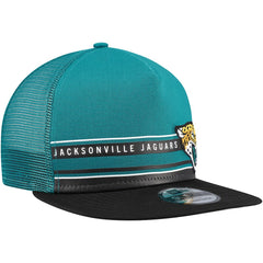 Jacksonville Jaguars New Era Half Stripe Trucker A-Frame 9FIFTY Snapback Hat - Teal/Black Hats