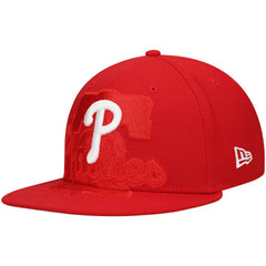 Philadelphia Phillies New Era Shadow Logo 59FIFTY Fitted Hat - Red Hats