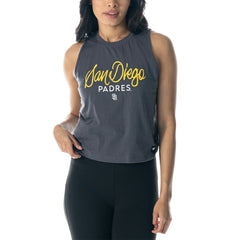 San Diego Padres The Wild Collective Women's Side Knot Tank Top - Charcoal Tanks