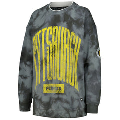 Pittsburgh Pirates The Wild Collective Women's Overdyed Pullover Sweatshirt - Charcoal Pullover