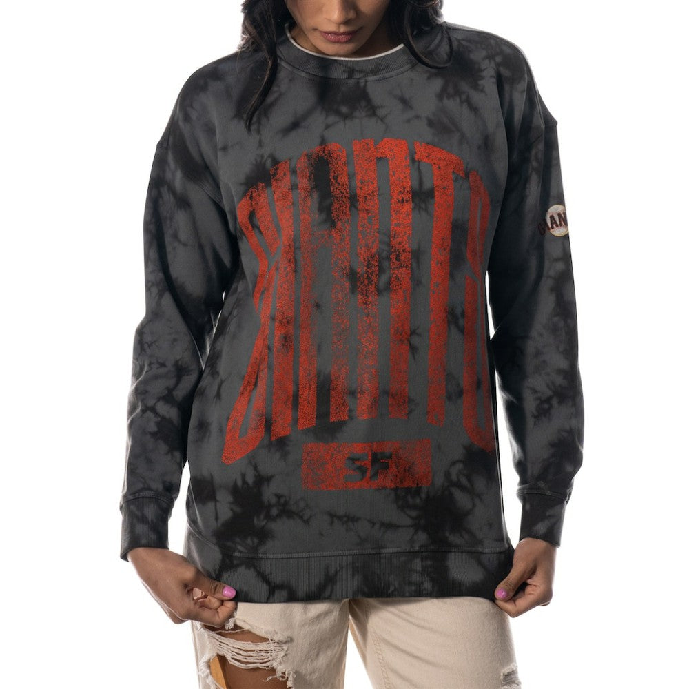 San Francisco Giants The Wild Collective Women's Overdyed Pullover Sweatshirt - Charcoal Pullover