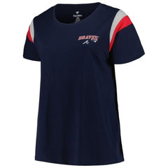 Atlanta Braves Profile Women's Plus Size Scoop Neck T-Shirt - Navy T-shirts