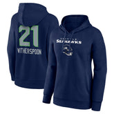 Devon Witherspoon Seattle Seahawks Women's Team Wordmark Player Name & Number Pullover Hoodie - College Navy Hoodies
