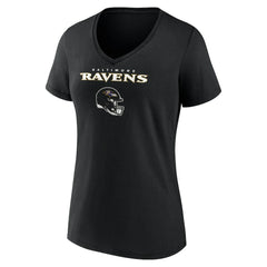 Roquan Smith Baltimore Ravens Women's Team Wordmark Player Name & Number V-Neck T-Shirt - Black T-shirts