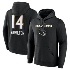 Kyle Hamilton Baltimore Ravens Team Wordmark Player Name & Number Pullover Hoodie - Black Hoodies