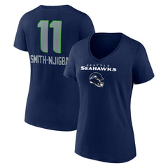 Jaxon Smith-Njigba Seattle Seahawks Women's Team Wordmark Player Name & Number V-Neck T-Shirt - College Navy T-shirts