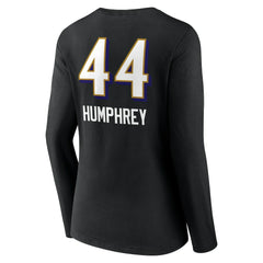 Marlon Humphrey Baltimore Ravens Women's Team Wordmark Player Name & Number Long Sleeve V-Neck T-Shirt - Black T-shirts