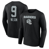 Tyree Wilson Las Vegas Raiders Team Wordmark Player Name & Number Long Sleeve T-Shirt - Black T-shirts
