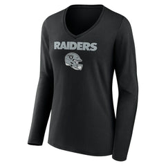 Tyree Wilson Las Vegas Raiders Women's Team Wordmark Player Name & Number Long Sleeve V-Neck T-Shirt - Black T-shirts