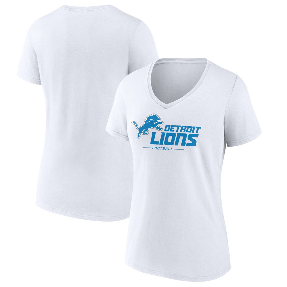 Detroit Lions Women's Lock Up V-Neck T-Shirt - White T-shirts