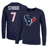 C.J. Stroud Houston Texans Majestic Threads Name & Number Long Sleeve T-Shirt - Navy