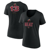 Bam Adebayo Miami Heat Women's Behind The Back Name & Number V-Neck T-Shirt Black
