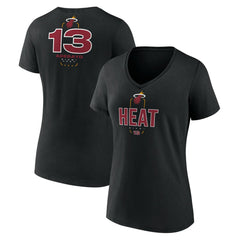 Bam Adebayo Miami Heat Women's Behind The Back Name & Number V-Neck T-Shirt Black