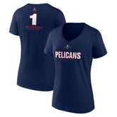 Zion Williamson New Orleans Pelicans Women's Behind The Back Name & Number V-Neck T-Shirt Navy