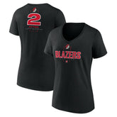 Deandre Ayton Portland Trail Blazers Women's Behind The Back Name & Number V-Neck T-Shirt Black