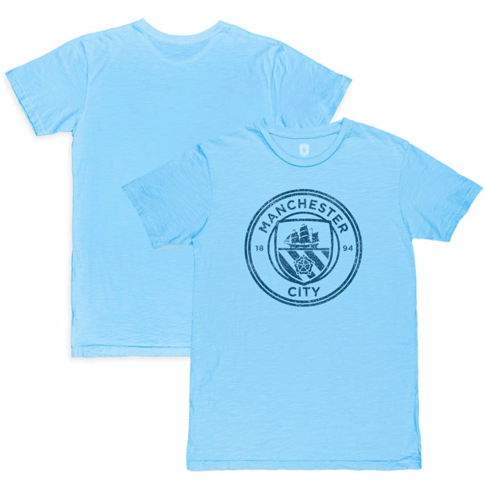 Manchester City 1863FC Mono Crest Slub T-Shirt Sky Blue