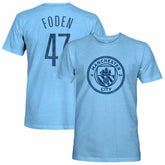 Phil Foden Manchester City 1863FC Player Name & Number Twisted Tri-Blend Slub T-Shirt Sky Blue