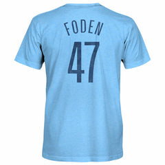 Phil Foden Manchester City 1863FC Player Name & Number Twisted Tri-Blend Slub T-Shirt Sky Blue