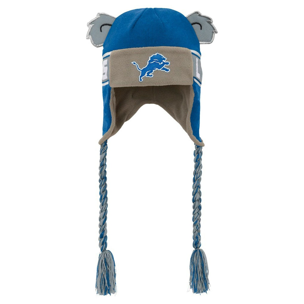 Detroit Lions Youth Wordmark Ears Trooper Knit Hat - Blue Hats