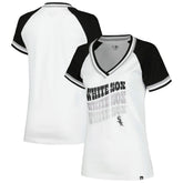 Chicago White Sox New Era Women's Jersey Double Binding Raglan V-Neck T-Shirt - White Jerseys