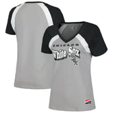 Chicago White Sox New Era Women's Heathered Raglan V-Neck T-Shirt - Gray T-shirts