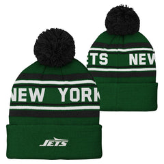 New York Jets Youth Jacquard Cuffed Knit Hat with Pom - Green Hats