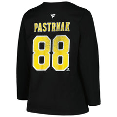 Boston Bruins Profile Women's Plus Size Distressed Printed Name & Number Long Sleeve T-Shirt - Black | US 200960822
