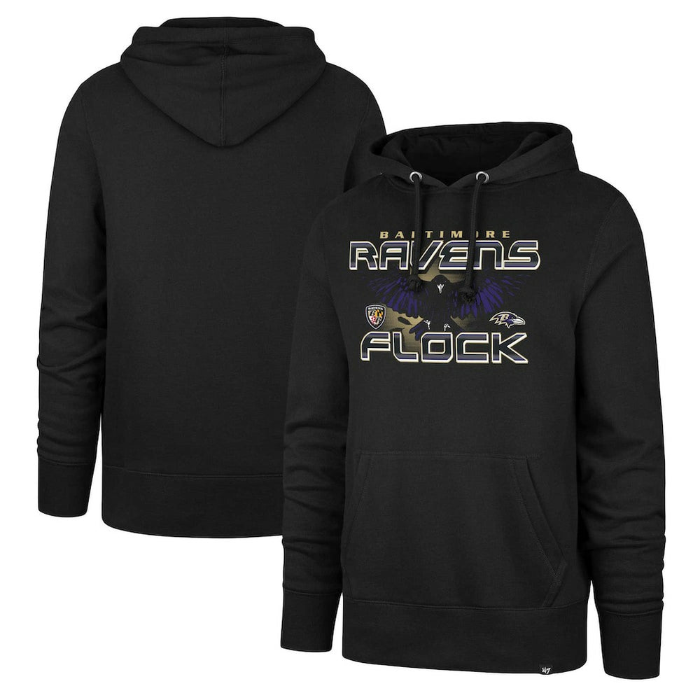 Baltimore Ravens '47 Ravens Flock Regional Headline Pullover Hoodie - Black Hoodies