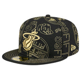 Miami Heat 59FIFTY Day Allover Print Stencil Fitted Hat Black - New Era